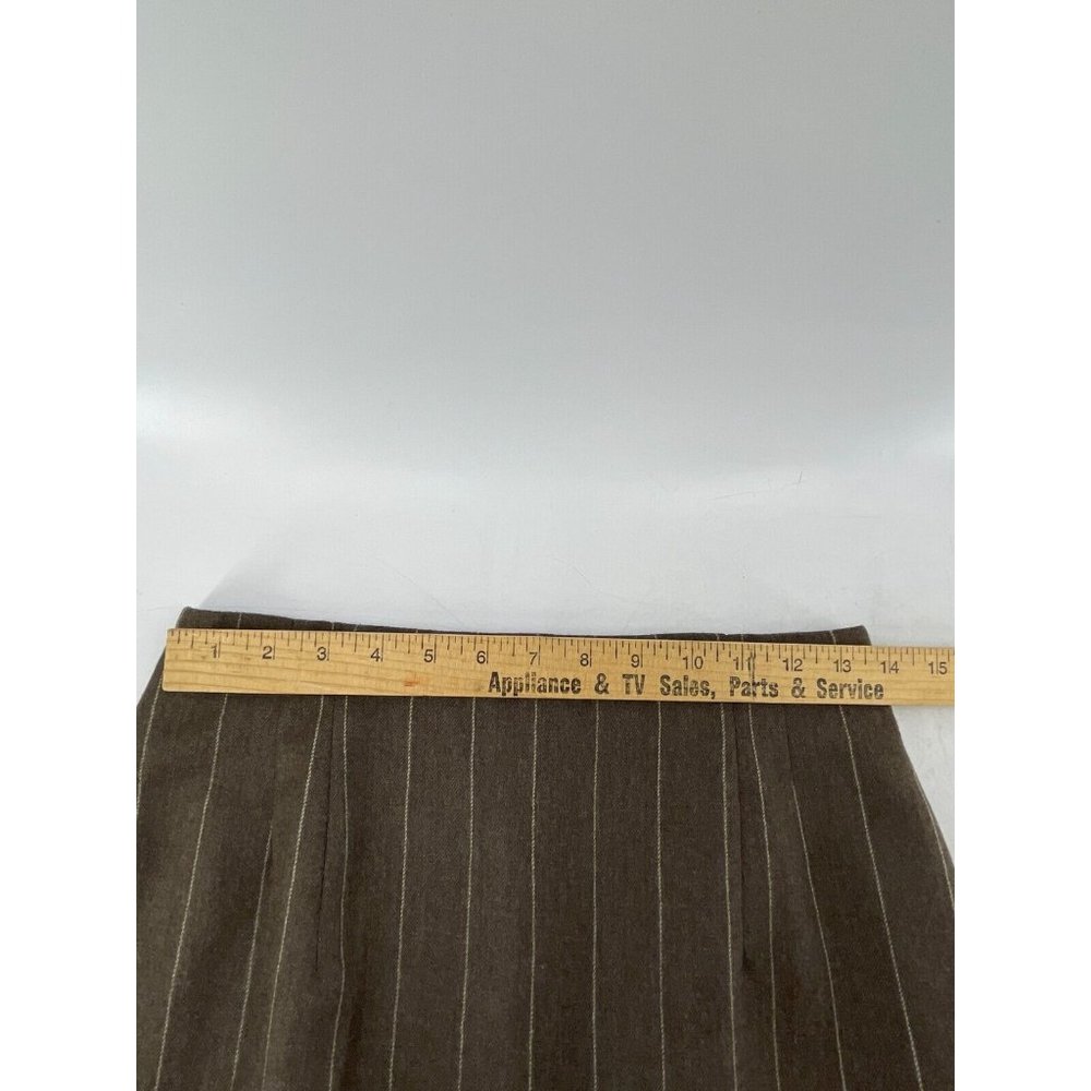 Jones New York Women's Brown Pinstripe 100% Wool Lined Pencil Skirt Size 8 - Picture 9 of 12